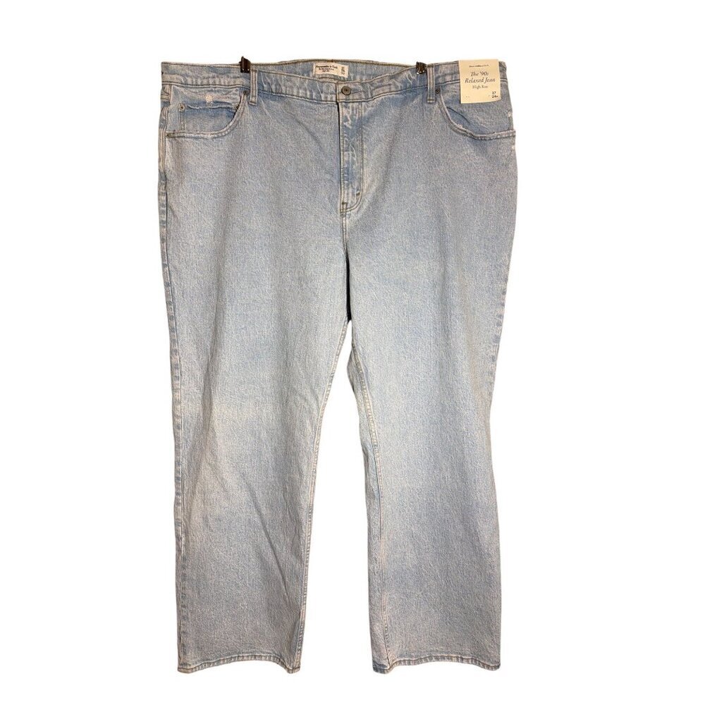 Abercrombie & Fitch 90s Relaxed High Rise Jeans 37 Regular Light Wash Denim Wome